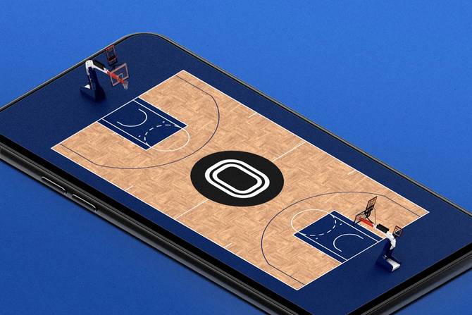 an image of a basketball court on a phone