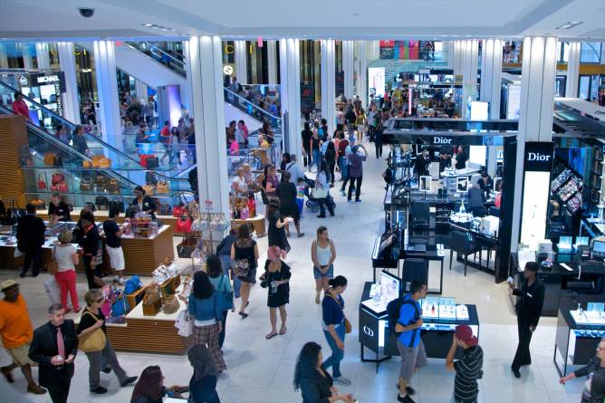 People shopping in a department store