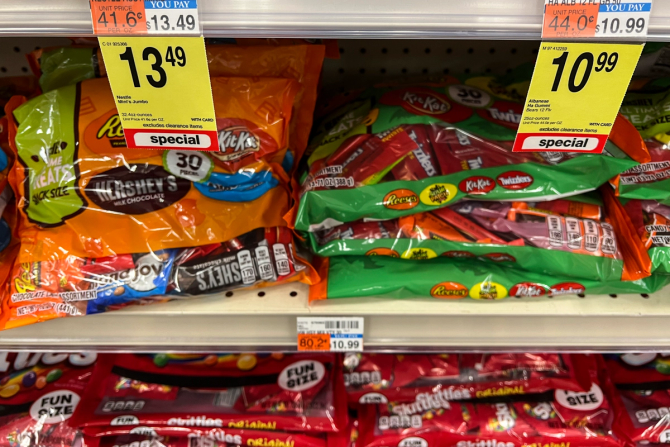 Candy on a store shelf