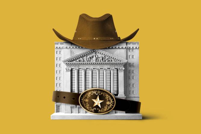 The NYSE wearing a cowboy hat and belt buckle