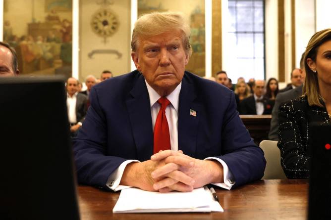 Donald Trump at his civil fraud trial in New York