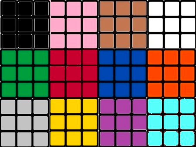 Rubik's Cube trivia with many colors
