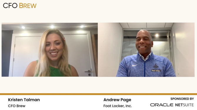Kristen Talman of CFO Brew interviews Andrew Page, CFO of Foot Locker