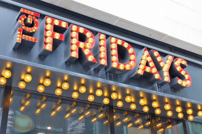 A TGI Friday’s external sign. 