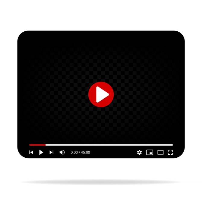 animated image of aYouTube interface with a red play button on a black screen