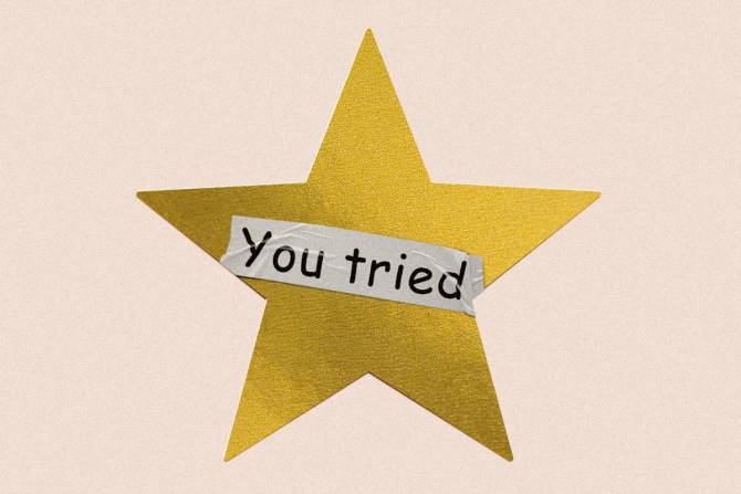 Gold star with "you tried" sticker