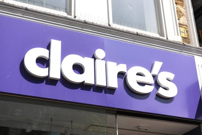 Sign on a Claire's store