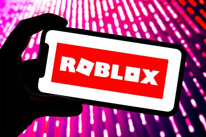 Roblox logo on a phone