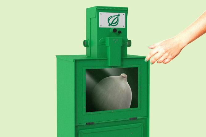 The Onion publication in a newspaper distributer