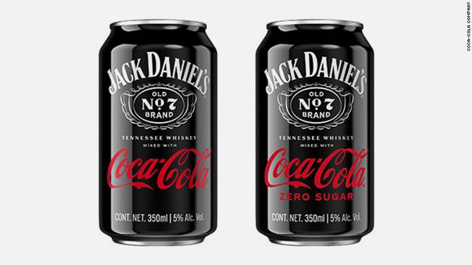 Two cans of Coca Cola's Jack and Coke in a can