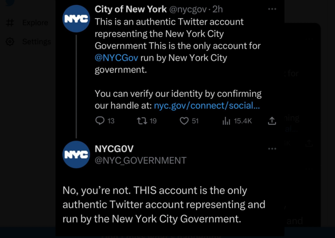 Tweets by an imposter NYC government