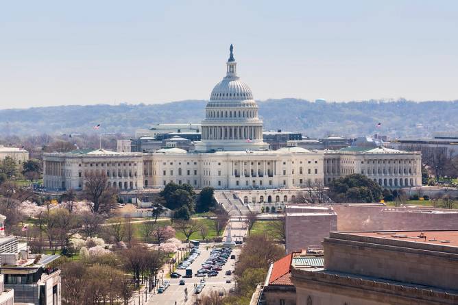 Aerial shot of capitol hill