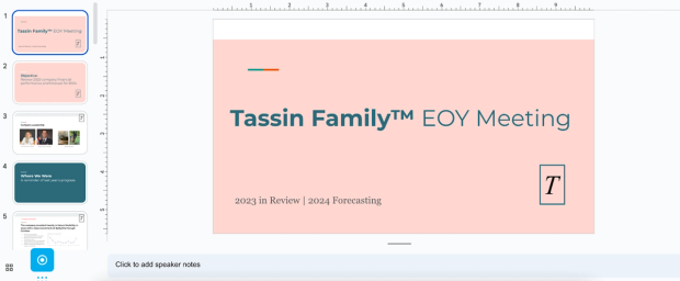 Tassin Family EOY Meeting