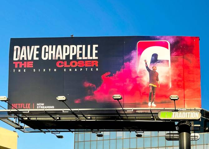 Billboard for Dave Chappelle's new standup special 