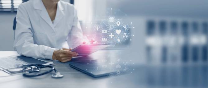 A doctor uses AI