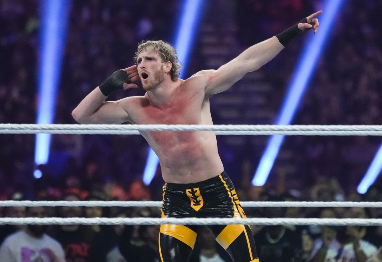 Logan Paul competes in a WWE match.