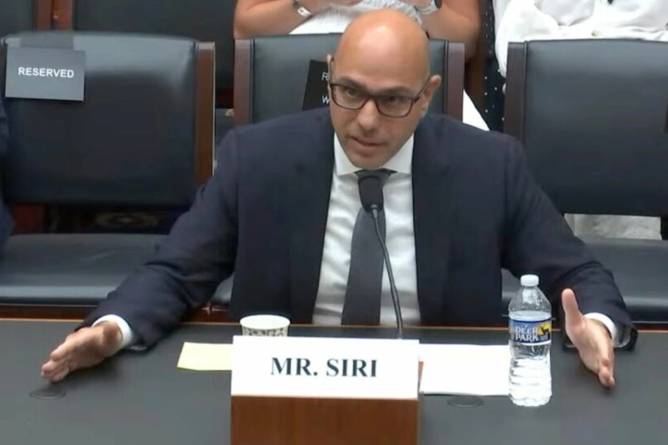 Aaron Siri, a lawyer helping Robert F. Kennedy Jr. pick federal health officials for the incoming Trump administration, testifying before the House Judiciary Committee