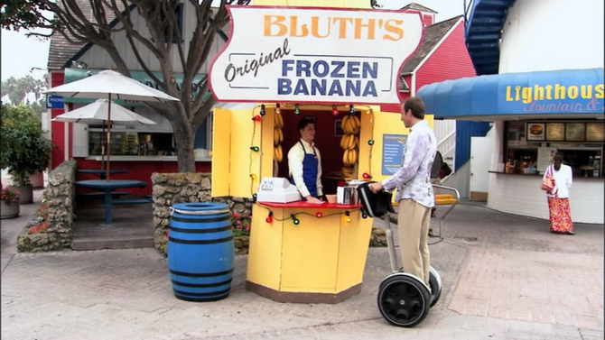 A scene from Arrested Development, George Michael works in the frozen banana stand