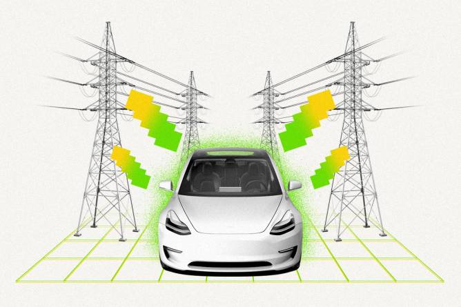 Electric Vehicle drawing electricity from power lines