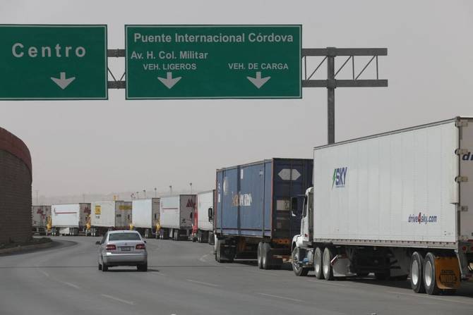 Trucks at the US–Mexico border
