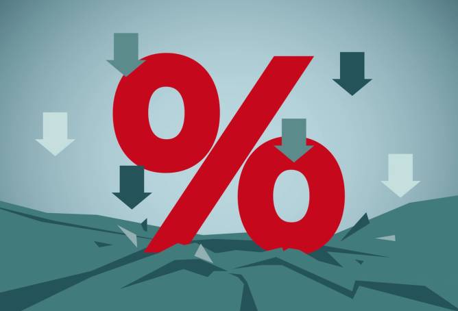 Percentage with arrows pointing down crack