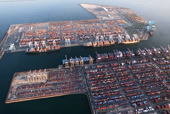 Aerial view of the Long Beach and Los Angeles ports