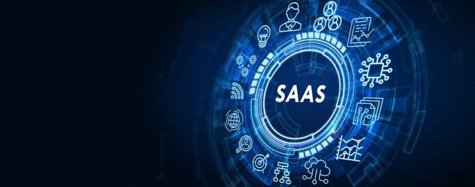 A blue diagram circle with SaaS in the middle.