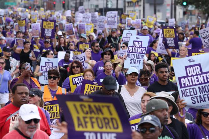 Photo of healthcare workers on strike