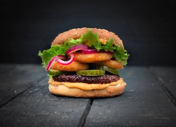 a photo of a plant-based burger