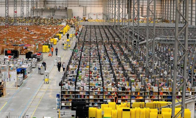 A picture shows the Fulfilment Centre for online retail giant Amazon in ...