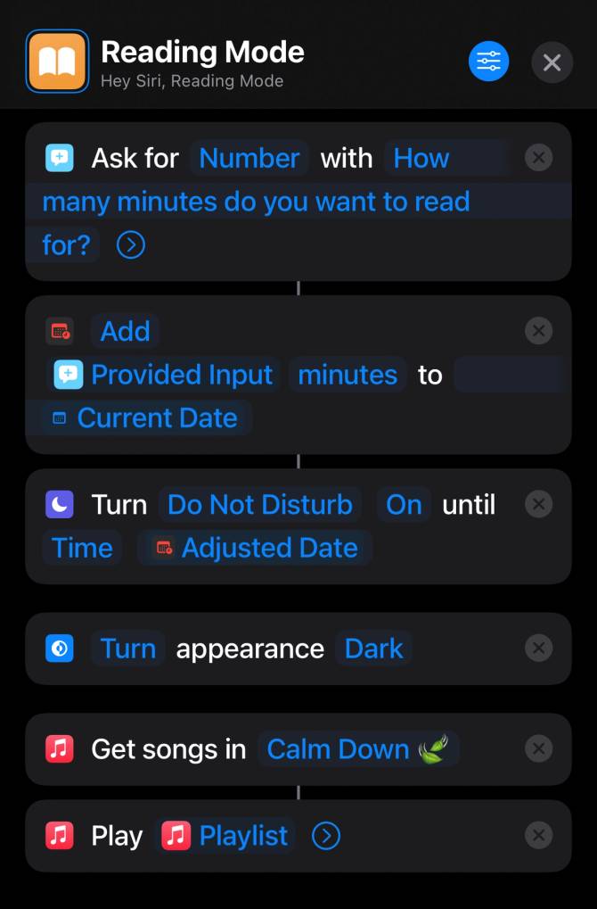 screenshot of reading mode shortcut on iPhone