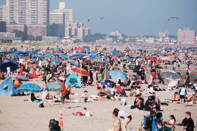 Beachgoers on Coney Island