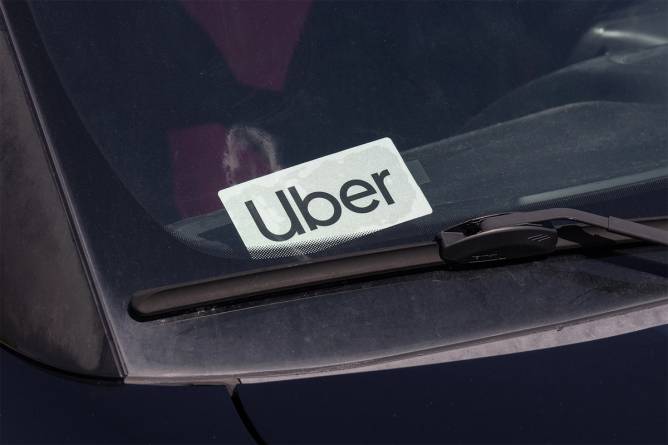 Uber sign on a car