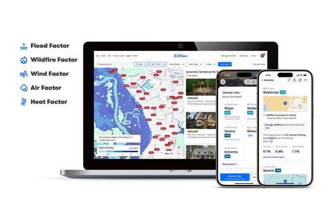 User view of Zillow's climate risk feature