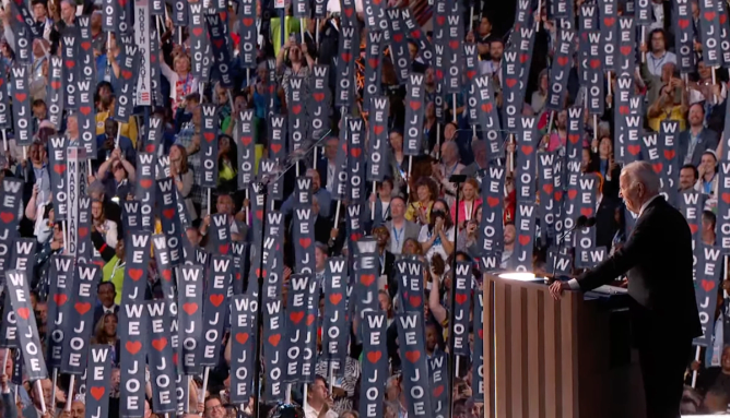 Joe Biden speaking at the DNC