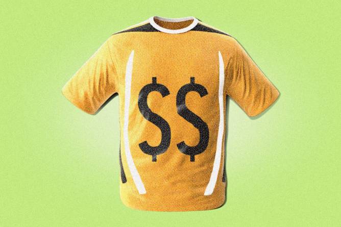 Sports jersey with dollar signs