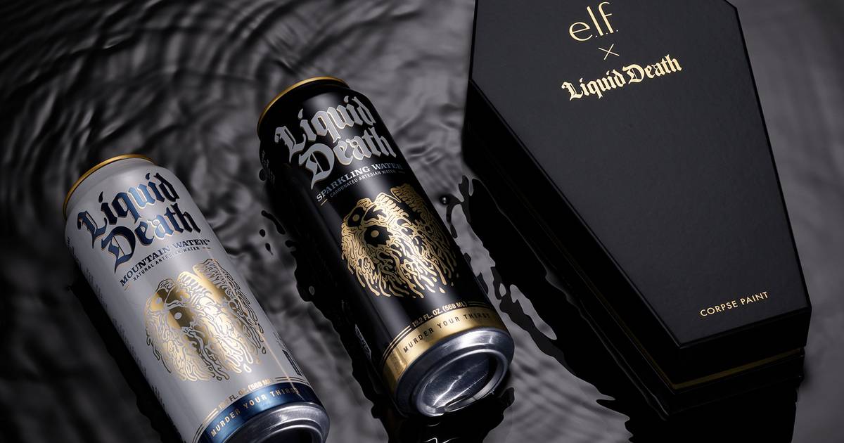 Liquid Death becomes her for e.l.f. Cosmetics Corpse Paint campaign Liquid Death becomes her for e.l.f. Cosmetics Corpse Paint campaign
