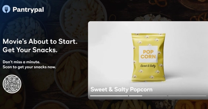 A screenshot of NBCUniversal's virtual concession stand featuring Pantrypal and sweet & salty popcorn