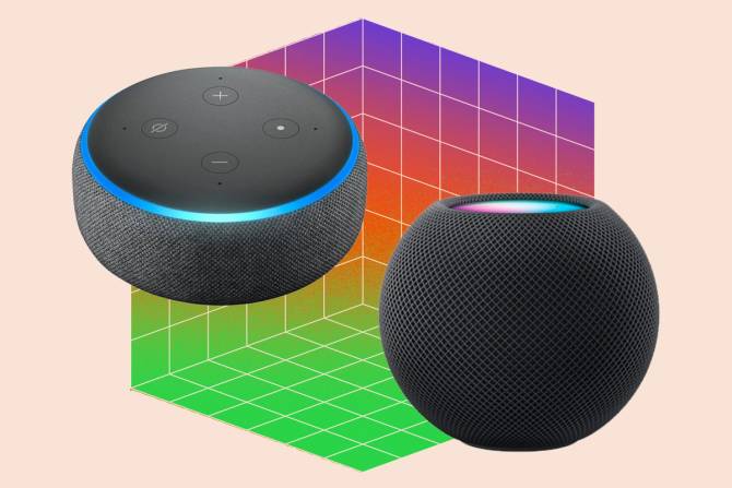 Image of two voice assistant devices.
