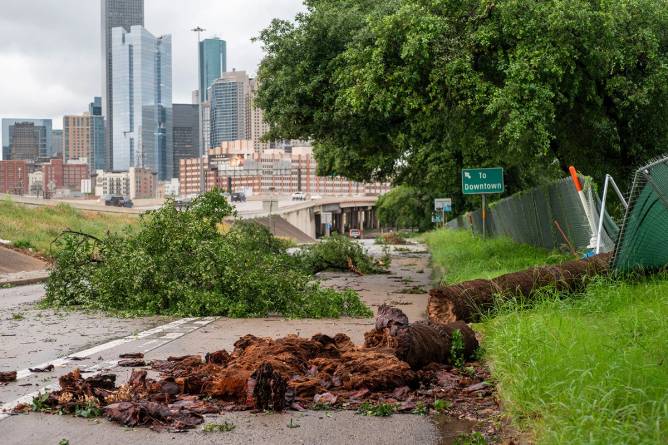 Damage from a storm in Houston
