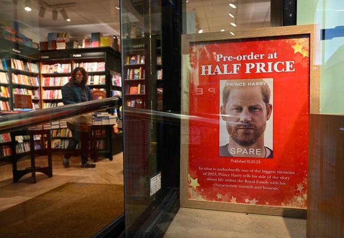 A poster advertising the launch of Prince Harry's memoir 