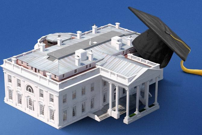 The White House wearing a graduation cap