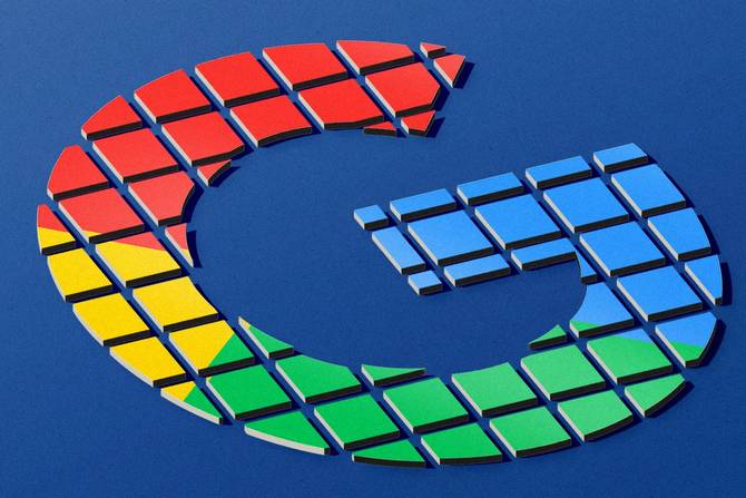 Google logo broken up into many pieces