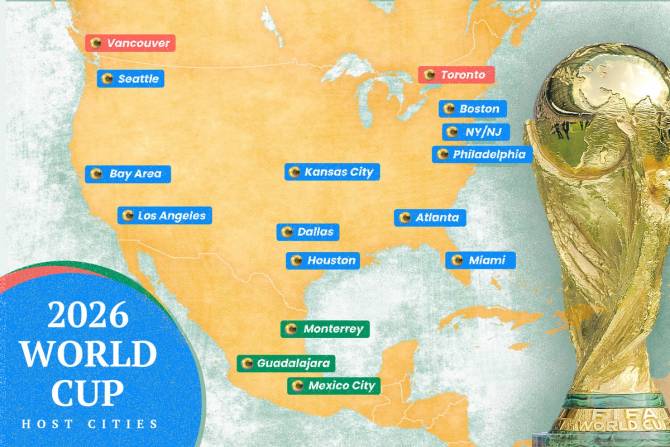 2026 World Cup host cities map