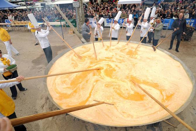 A giant omelette being made