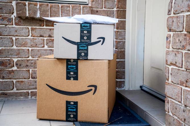 amazon packages outside a door