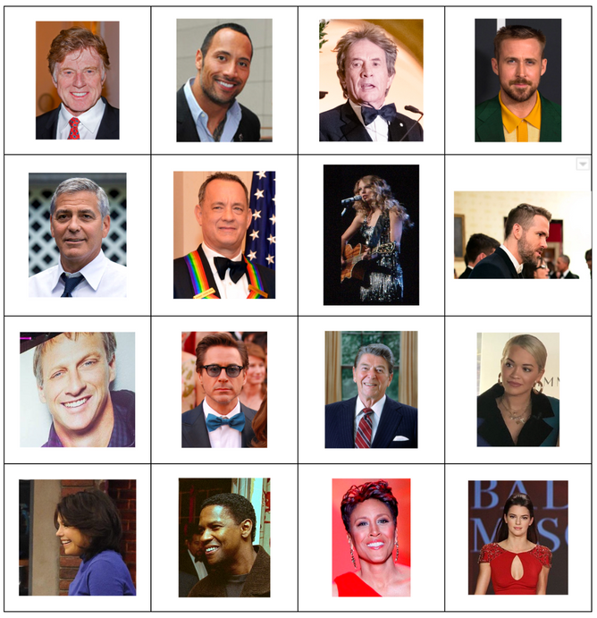 An image of 16 celebrities for our connections puzzle