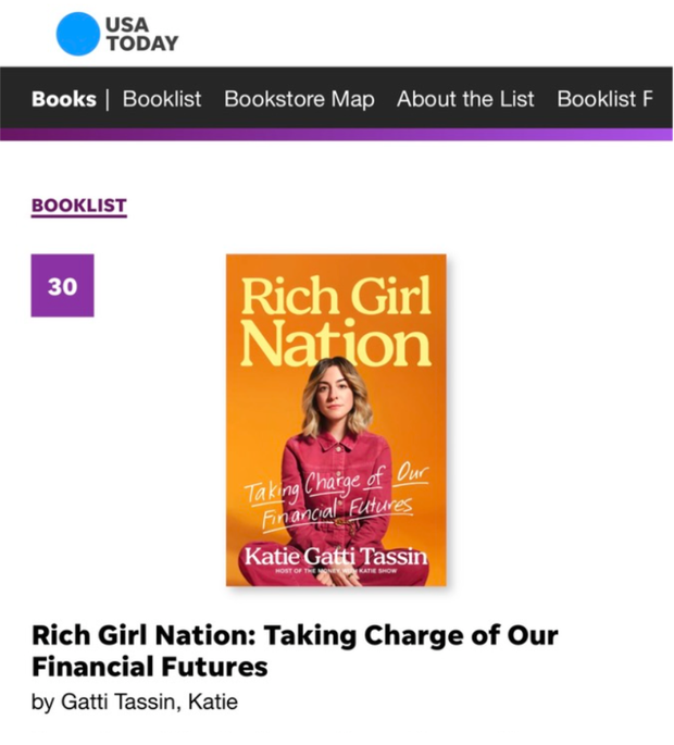 Rich Girl Nation on the USA Today National Bestseller list.