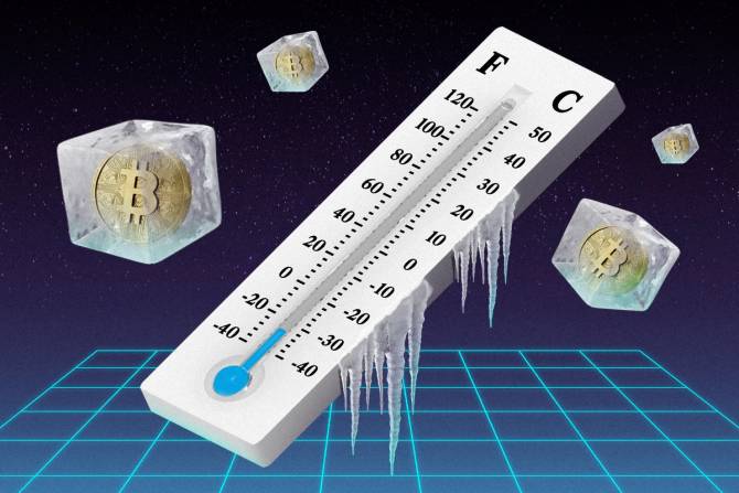 A thermometer in a crypto setting showing freezing temperatures
