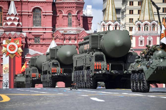 Russian nuclear missile rolls along Red Square